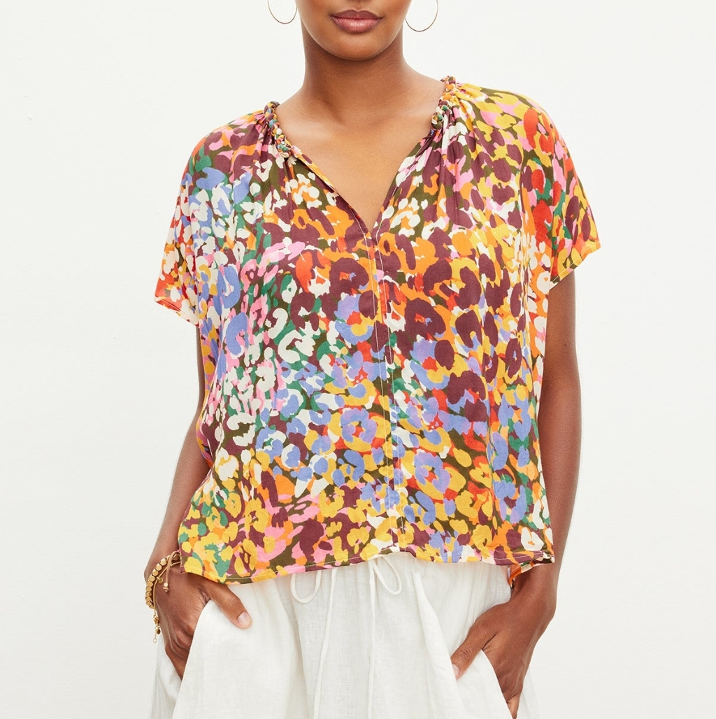 Nwt Velvet By Graham & Spencer Trixy Printed Cocoon Top
